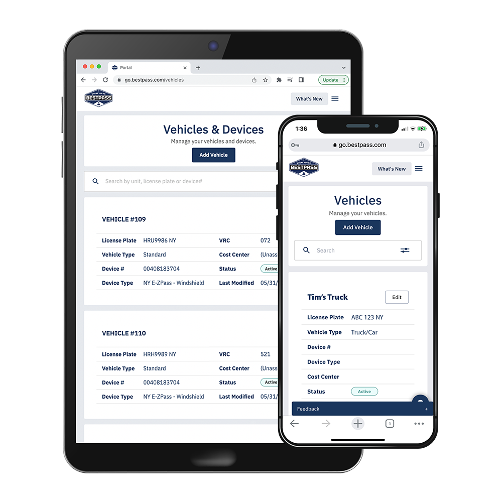 Bestpass web portal dashboard
