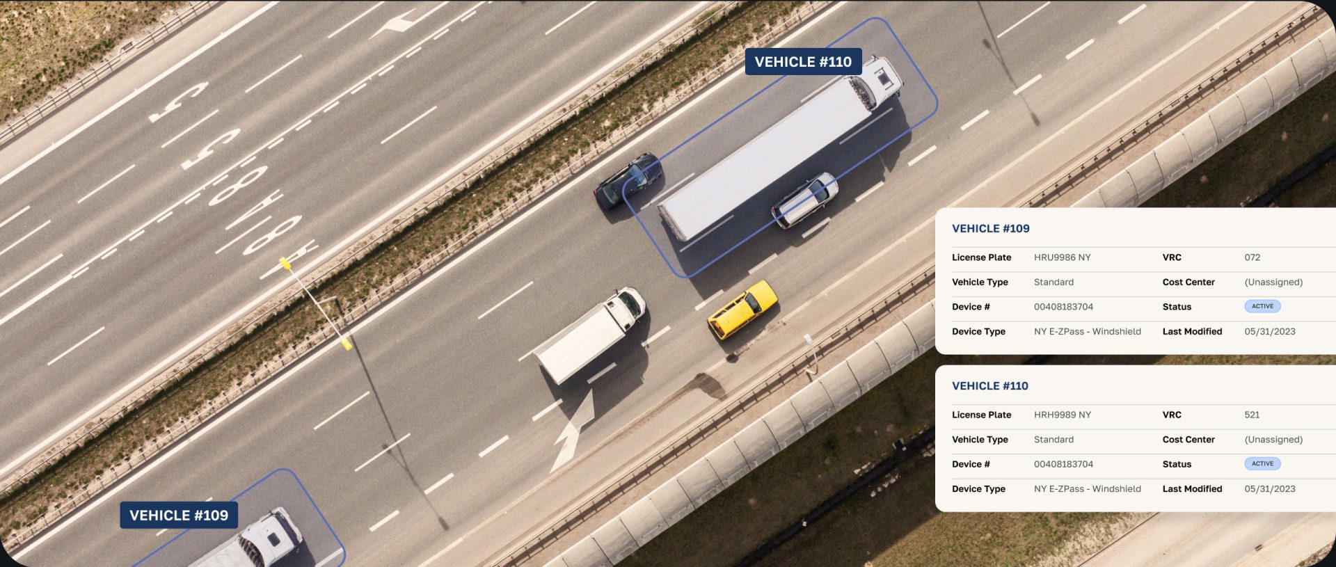 Aerial image of vehicles on a highway